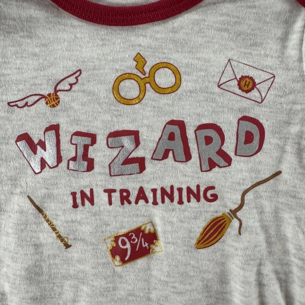 Harry Potter Bodysuit Pants Set Kid 3-6M Grey Burgundy Baby Shower Gift Hogwarts